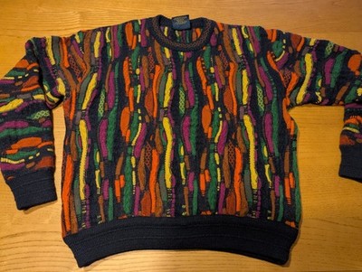 Vintage Limnos Australia Pullover 100% Schurwolle - Coogi Style 3D Multicolor