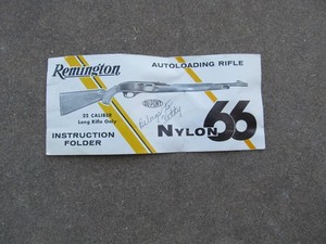 Original Factory Remington Nylon 66  .22 Rifle Instruction Folder No Zip Code