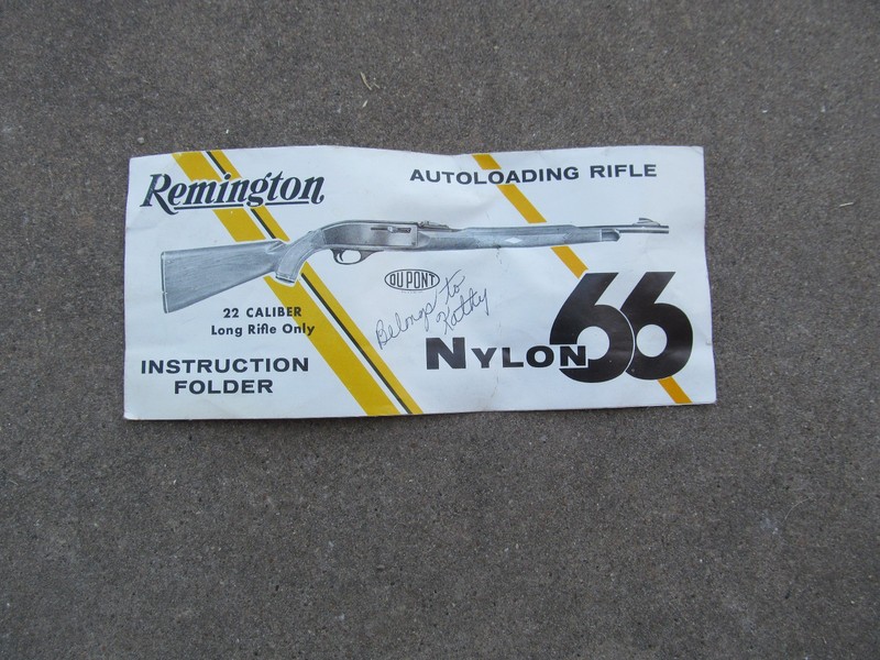 Original Factory Remington Nylon 66  .22 Rifle Instruction Folder No Zip Code