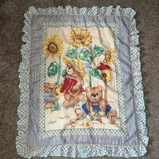 Vintage Sunflower and Bear Crib Cover Quilt