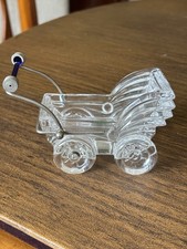 Krystalcolor Glass Baby Carriage Buggy With Blue glass Handle Made in Italy