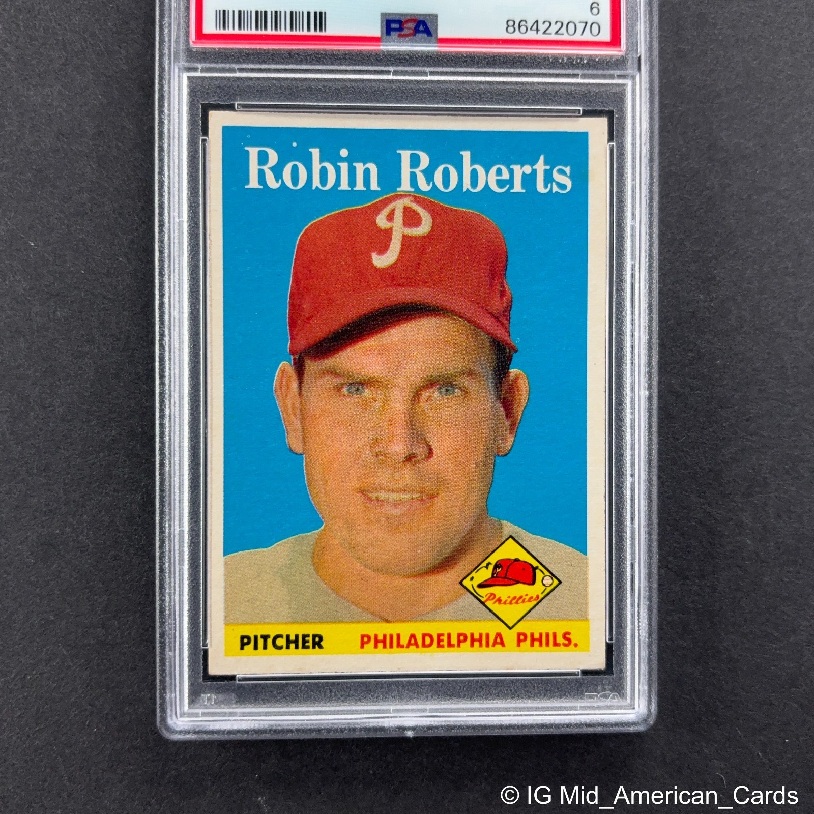 1958 Topps Robin Roberts #90 Philadelphis Phillies Vtg EX-MT PSA 6 view 4