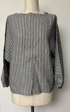Ichi Antiquites Linen Stripe Shirt Long Sleeve Unisex