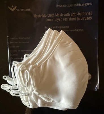 Face Masks Cloth 5 pack Cotton-blend Washable Reuse White NIP Adjustable Small