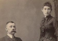 Vintage cabinet card photograph: Tall Thin Couple, Rattling Bones, Olean NY -