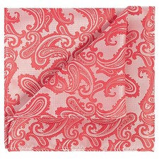 Mens Paisley Pocket Square Hanky Coral Red