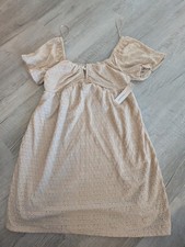 Urban Romantics Womens Size L Beige Babydoll Eyelet Mini Dress