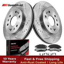 Front Drilled Rotors Brake Pads for Chevy GMC Tahoe Yukon Silverado Sierra 1500