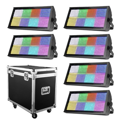 6Pack 1000W 960LED Wall Wash Light Strobe RGBW DMX Stage DJ Light W/case