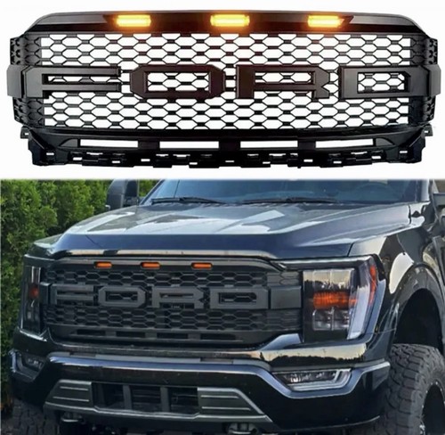 2021-2023 Ford F-150 Projector Headlight w/ Start-Up Animation and Switchback Sequential Turn Signal LED Bar (Black Housing / Smoked Lens) - Bulken Off-Road