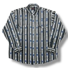 Vintage 90s Plains Pearl Snap Western Wear Striped Cowboy Shirt Size XL USA