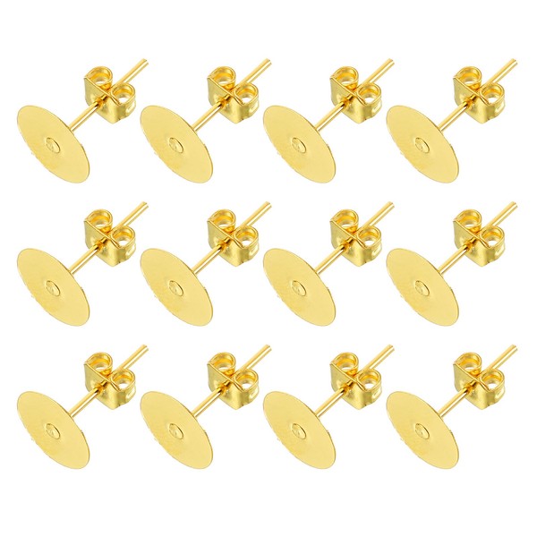200Stk Ohrstecker Und RüCkteile 8Mm/0 31Zoll OhrsteckpläTtchen Gold-image