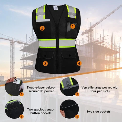 HYCOPROT Safety Vest for Women Mesh Reflective Lady High Visibility Construct... image 3