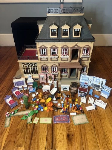 Vintage Playmobil Victorian Mansion 5300 - Incomplete With Room Furniture Extras