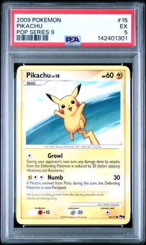 2009 POKEMON POP SERIES 9 #15 PIKACHU PSA 5