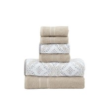 Capri 6-Piece Reversible Yarn Dyed Jacquard Towel Set - Bath Towels, Hand Tow...