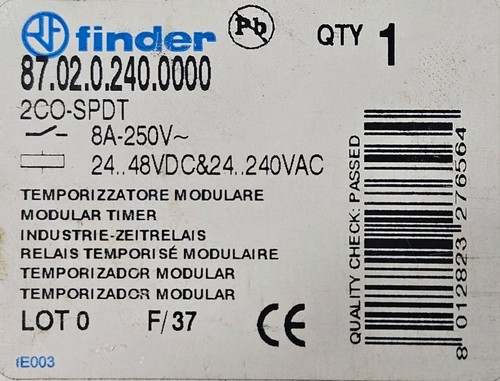 (New) Finder 87.02.0.240.0000 Time Delay Modular Timer, TIME RANGE: .05S TO 60HR - Foto 7 di 7