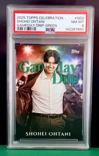 2025 Topps Celebration Shohei Ohtani #GD2 Gameday Drip-Green /99 PSA 8 NM-MT