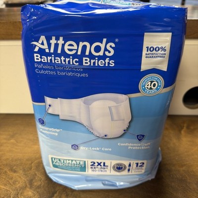 3 packs of 12 2XL Attends Adult Diapers Bariatric Underwear ultimate Heavy 2XL 