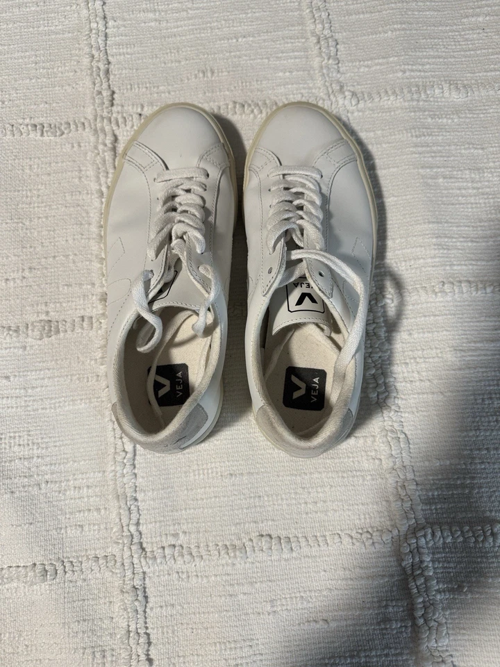 Veja Esplar Leather White Tonal Logo Sneakers - Image 3 of 4