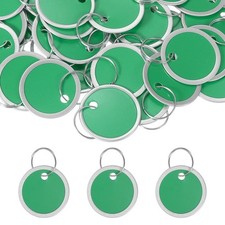 50Pcs 1.2" Metal Rim Key Tags Identifiers Round Blank Paper Tags Green