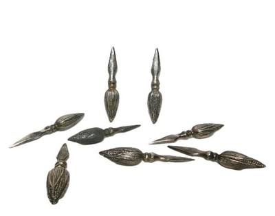 Lot/8 (4 Pair) of Vintage Silver-Plated Corn Cob Nobs Holders - - [P]