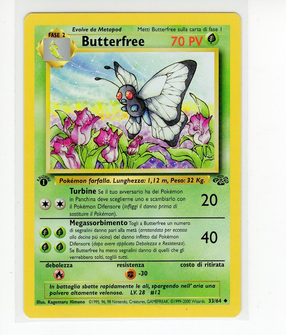 ~ITA~ ITALIAN Butterfree 33/64 1st Edition Jungle Pokemon Card (g4)