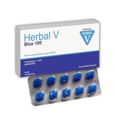 Herbal V+ Blue 100 Potenz Pillen für den Mann L-Arginin Proteine Testo-Booster