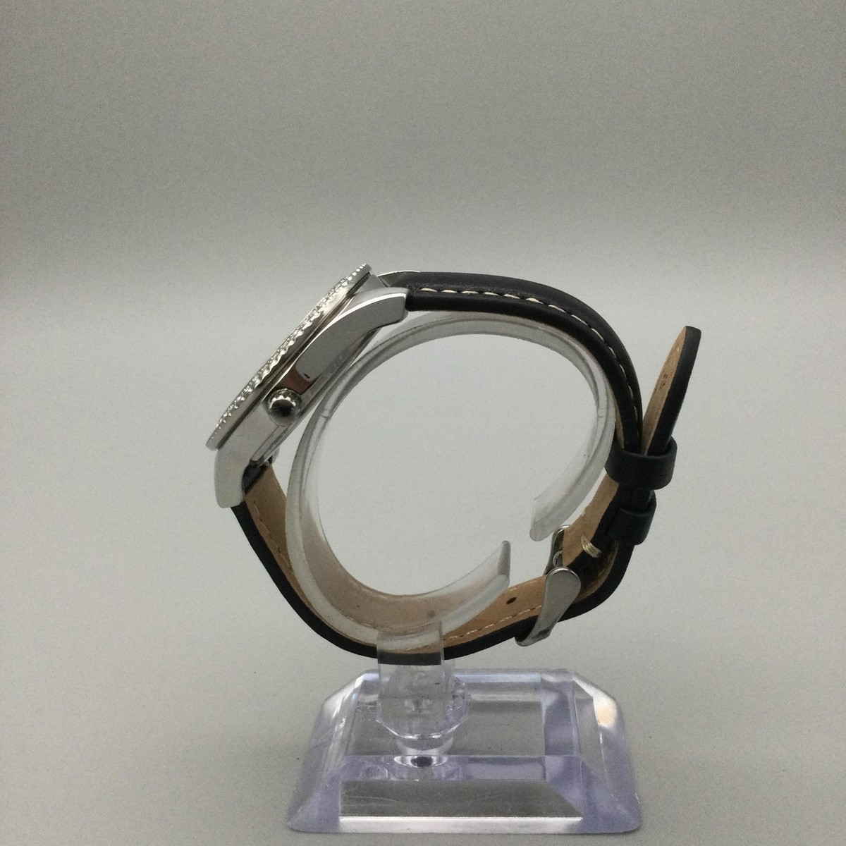 Fossil Stella Womens Watch 38mm Silver Tone Crystals Leather 