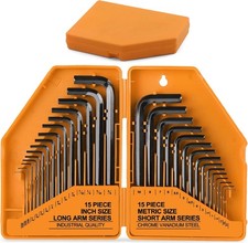 Hi-Spec 30pc SAE and Metric Hex Allen Key Wrench Folding Case Set.