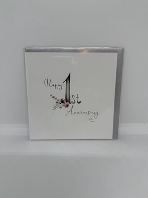 Happy 1st Anniversary, hübsche handgefertigte Luxuskarte von Cinnamon Aitch