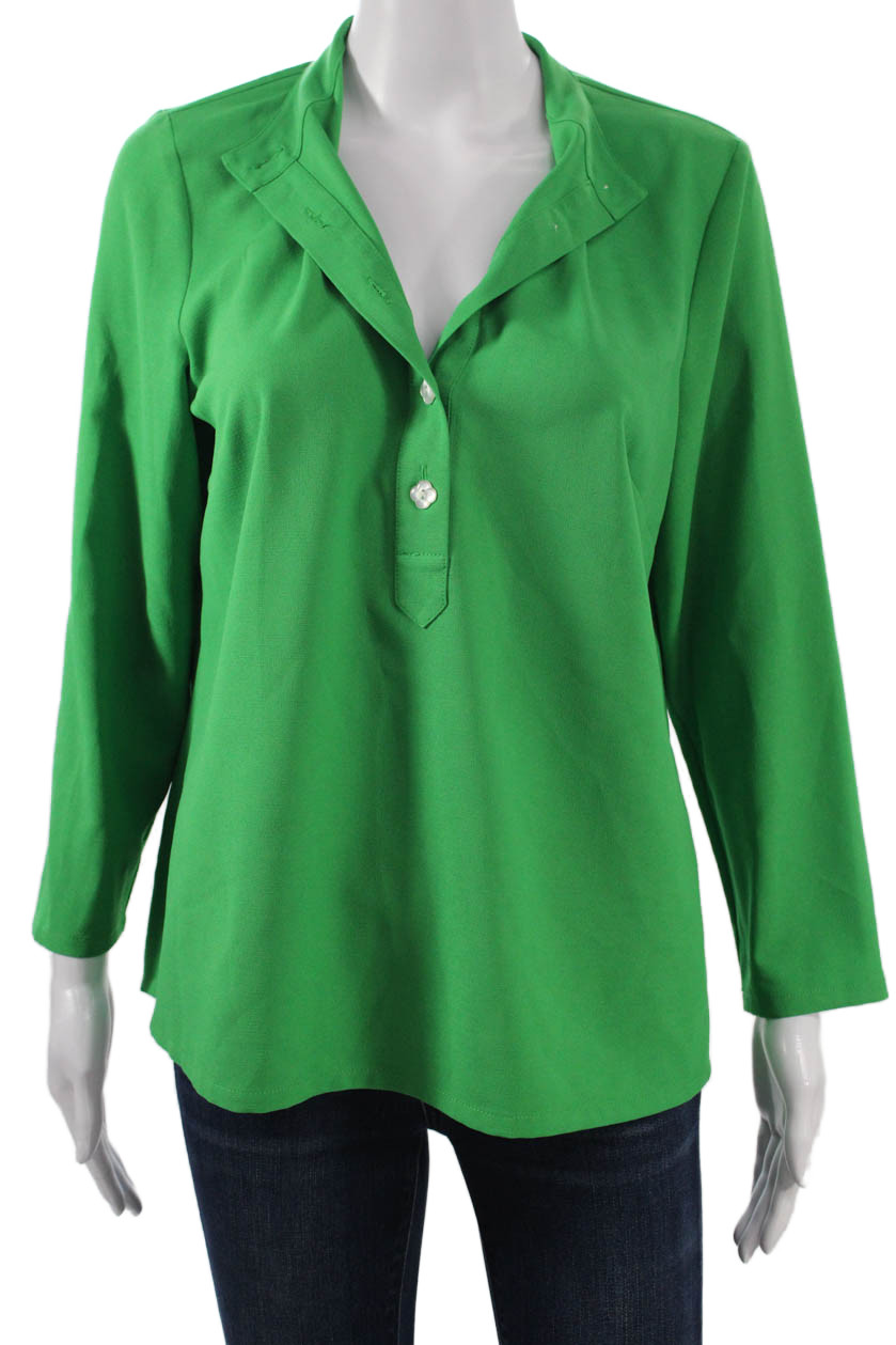 Mary Green Womens Collared Solid Polyester Long S… - image 1