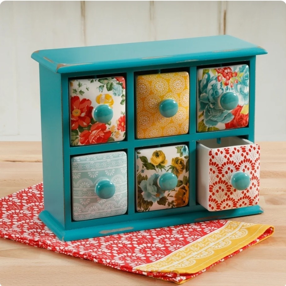 Jennifer Tylor3段ボックス The Pioneer Woman Vintage Floral 6-Drawer Spice & Tea Box | eBay