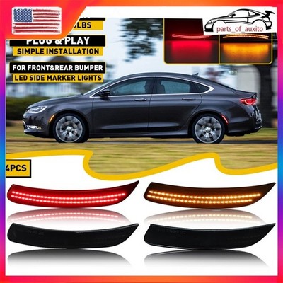 2/4/6 For 15-17 Chrysler 200 Front Rear LED Side Fender Marker Light Smoked Lamp