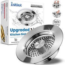 Upgraded 3in1 Kitchen Sink Drain Strainer Stainless Steel Sink Stopper 3 1/2 inc