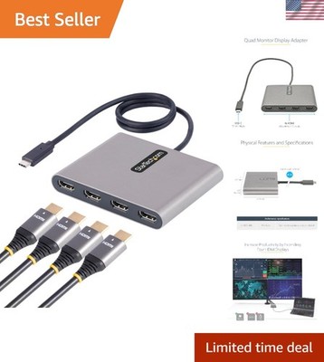 StarTech USB-C to Quad HDMI Adapter, USB Type-C to 4 HDMI Monitor Converter, ...