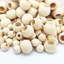 150 Pcs Wooden Beads, Large Hole Unfinished Natural Round Wooden Loose Beads