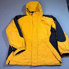 L.L. Bean Insulated Parka Kids XL 18-20 Yellow Good Colorblock Hooded OVH81