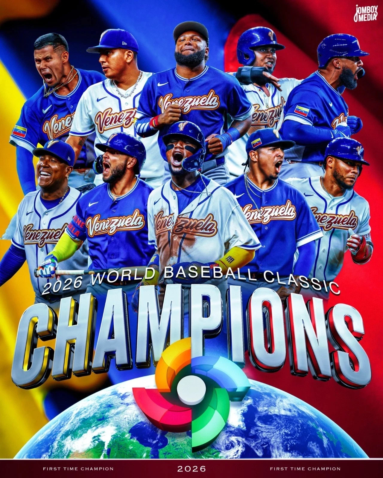 Team Venezuela Baseball 2026 First World Baseball Classic Champions Poster