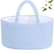 Diaper Caddy Organizer, Boho Rustic Cotton Rope Nursery Baby Basket, Changing...