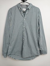 Calvin Klein Slim Fit GREEN WHITE BLACK Plaid Check Button Front Sz M