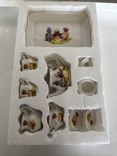 Vintage Bear Family, Flowers, Gold Trim 10 Piece Toy China Tea Set New Other