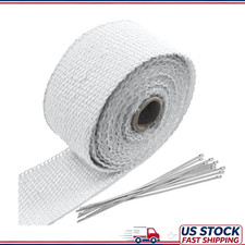 2x16 Ft Motorcycle Exhaust Heat Wrap Roll White Fiberglass Manifoldcolor White 2x16 Ft Motorcycle Exhaust Heat Wrap Roll White Fiberglass Manifoldcolor White