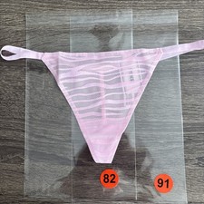 Pink By Victoria  s Secret Small Pink Zebra Lace No-Show V String Panties
