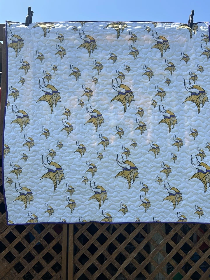 Vikings Purple & Gold Lap Throw New Quilt 66” square Handmade NFL Sports Blanket - Image 2 of 4