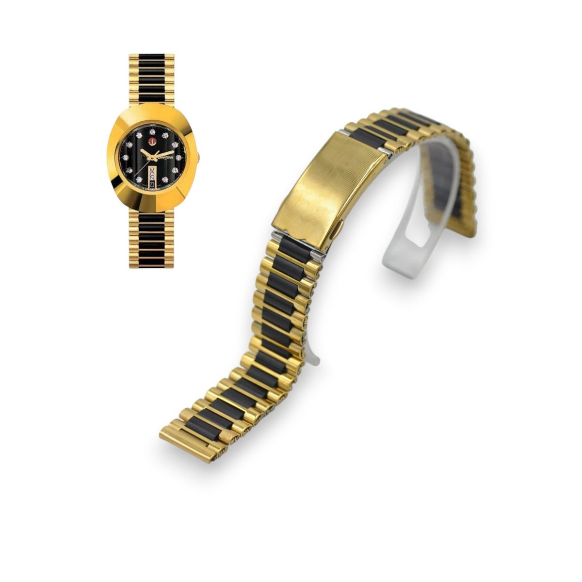Diastar 02994 18mm Gold Black Color Stainless Steel Watch Bracelet