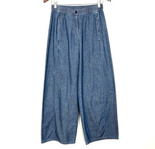 Eileen Fisher Airy Organic Cotton Twill Wide-Leg Pants Women s Size XXS Chambray