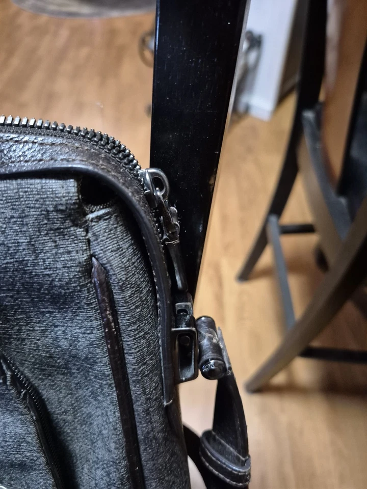 Tumi Astor Regis Slim Ziptop Brief Earl Gray Coated Canvas And Brown Leather - Image 4 of 4