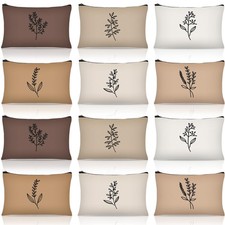 SilTriangle 12 Pcs Boho Floral Makeup Bags Canvas Floral, Neutral Color