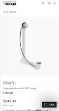 KOHLER K-7213-BN Clearflo Cable Bath Drain, Vibrant Brushed Nickel